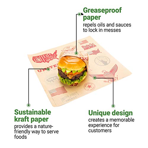 12 Inch Deli Papers, 200 Born In The Usa Sandwich Wrapping Papers - Greaseproof, Microwave-Safe, Kraft Paper Food Basket Liners, For Restaurants, Picnics, Parties, Or Barbecues - Restaurantware #TOP4