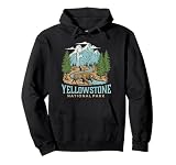 Yellowstone US National Park Wolf Bison Bear Vintage Gift Pullover Hoodie