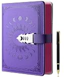 ZXHQ Lock Diary with Pen Set, A5 240 Pages Secret Lockable Journal, Personal Planner Organizer Notebook, Colorful Spray Edge, Size A5(8.5" × 5.9") Purple