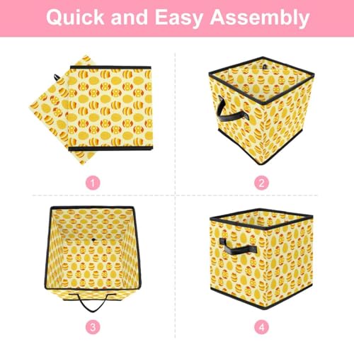 Boîte de rangement jaune motif œuf de Pâques pliable et ergonomique - 6