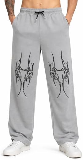 SYFKO Men's Cotton Baggy Track Pants for Men | Oversized Fit Streetwear &amp; Gym Wear Trackpants | Solid Print Straight Botto...