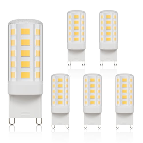 Klighten Bombilla LED G9 4W, Blanco Natural 4000K, 450LM Equivalente a Halógeno de 40W, Ángulo de Luz de 360° Sin Parpadeo No Regulable, AC 220-240V para Dormitorio, Cocina, Salón, Pack de 6