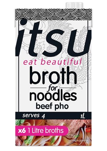 itsu Beef Pho Broth 1L (Pack of 6) - Asian-Inspired, Ready-to-Use Broth for Delicious Noodles