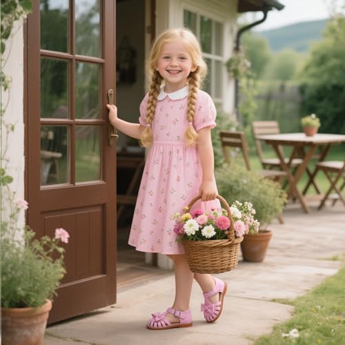 Image of Otter MOMO Girls Open Toe Princess Flat Sandals with Comfort Sole Summer Sandals