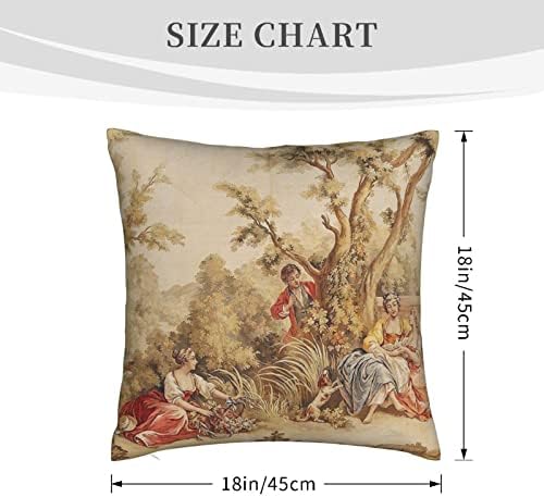 lnadodu Aubusson Tapestry French 18Th Century Throw Pillow Cover Cozy Square Pillow Case Home Decorative for Bed Couch Sofa Living Room Cushion Cover 18''X18'', One Size, (220323)