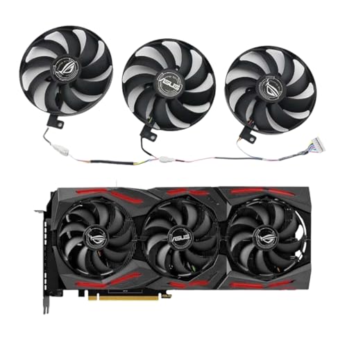 ASUS ROG STRIX RTX 2060 2070 2080 Ti & RX 5600 5700 XT Series Replacement Fan for ASUS Graphics Cards, Air Cooling, 87mm, 7-Pin Graphics Card Cooler, VGA Card Replacement GPU Fan (Full Set (A+B+C))