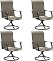 VICLLAX Swivel Patio Chairs Set of 4, High Back Textilene Patio Dining Chairs for Lawn Garden, Mixed Brown Fabric