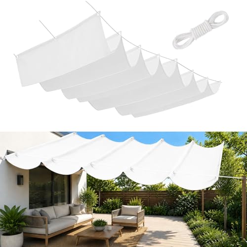 Voile d'ombrage vague rétractable 50x400 cm blanc pour terrasse - 2