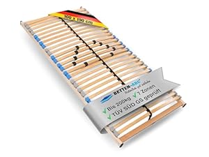 Madera 7 Zonen Lattenrost zur Selbstmontage, mit 28 Leisten, extra stabil durch durchgehende Holme, Größe: 100 x 190 cm