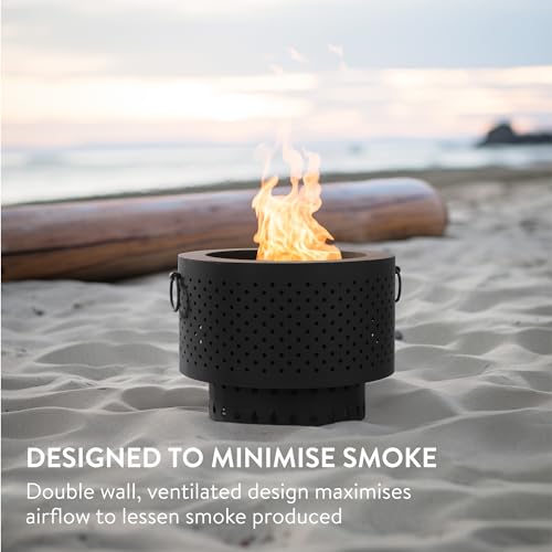 Navaris Feuerschale aus Gusseisen rauchfrei - smokeless Fire Pit Bonfire - rauchfreier Feuerkorb mit Schürhaken - klappbare Feuerschale für Camping Garten Picknick – Bild 3