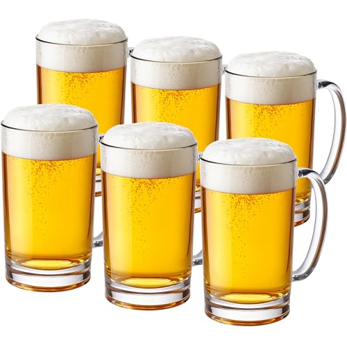 Amazing Abby - Roxy - 20-Ounce Plastic Beer Glasses (Set of 6), Beer Mugs, Reusable Cups, BPA-Free, Shatter-Proof, Dishwasher-Safe, Perfect for Poolside, Outdoors, Camping, and More