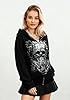 Lxootd Womens Trendy Vintage Y2K Hooded Sweatshirt Skull Print Gothic Graphic Zip Up Pullover with Pockets Coquette Clothes (Black 2, L) #5