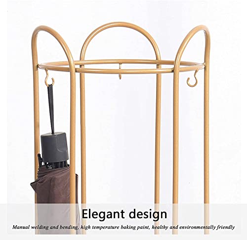 Soporte para Paraguas de Metal Resistente con Ganchos y Diseño Redondo 4