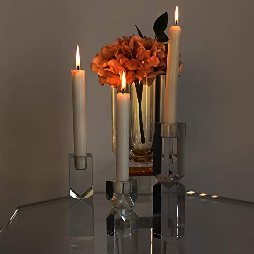 Crystal Candle Holders Set of 3, Clear Taper Candle Holder Decor, Table Centerpieces for Home Party and Wedding Decoration(3.9''/5.9''/7.9'' Height) - Image 3