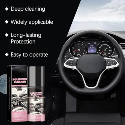 Car Interior Protectant Spray, 2026 New Polishing Cleaner Car Interior, Finish No Greasy Wet Look, Restore to Factory Like Condition, Suitable for Rubber, Plastic and Leather (1)