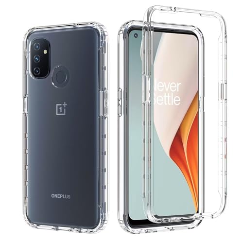 FMPCUON Funda para OnePlus Nord N100 Doble Cara 360 Grados Compatible Delantera + Trasera Carcasa con Silicona Transparente TPU + PC Completa Case [con 2 Vidrio Cristal Templado], Transparencia