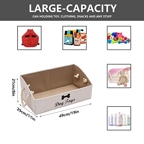 Morezi Large Dog Toy bin Puppy Shallow Toy Baskets - Perfect for Collapsible Bin for Living Room, Playroom, Closet, Home Organization - White - Rectangle - Dog - Thumbnail 3