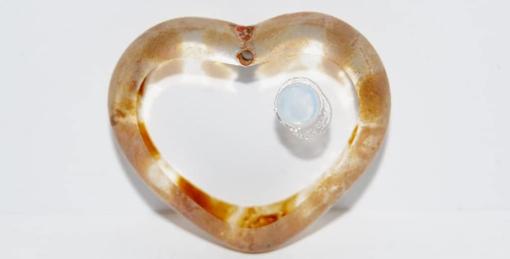 60 pcs Table Cut Heart Beads, 95810 Travertin (95810 86800), Glass, Czech Republic, Size 16 x 15 mm (0.63 x 0.59 in)