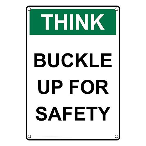 Amazon.com: Weatherproof Plastic Vertical OSHA Think Buckle Up for ...