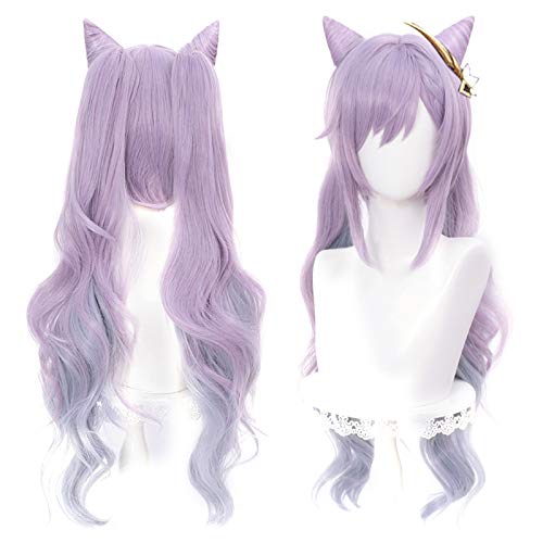 Purple Gradient Cosplay Wig for Game Genshin Impact Keqing Lolita Gradient Party Harajuku Hair (A-Keqing Purple)