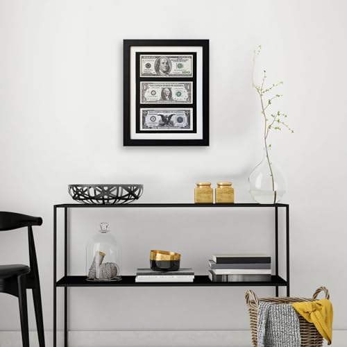First Dollar Bill Frame, Real Glass, Easel and Wall Mount, Multi Dollar Bill Display, black, 12.2 x 9.83 inches - Image 3