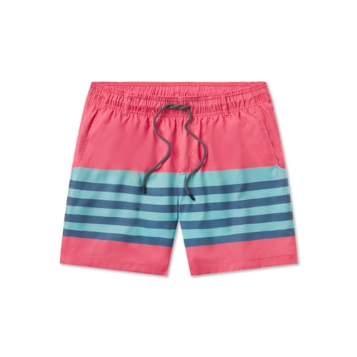 Southern Marsh Harbor Swim Trunks - Barcelona Lines, Coral & Mint, X-Large