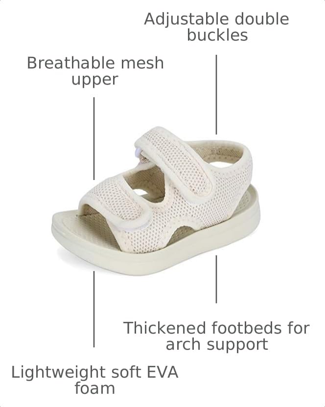 Image of MK MATT KEELY Unisex Kids Summer Slide Sandals Baby Comfort Anti-Slip Open Toe Adjustable Walking Beach Shower Shoes for Boys Girls