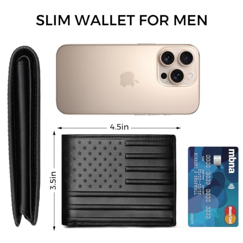 Image of RUNBOX Wallet for Men Leather RFID Blocking Bifold Front Pocket Wallet