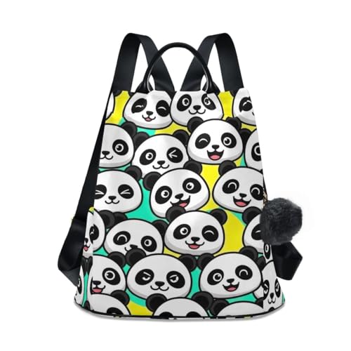Sac à dos antivol femme motif panda chic avec pompon amovible