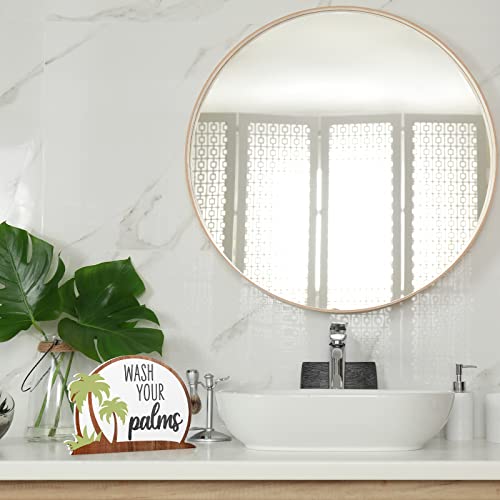 Wash Your Palms Wood Bathroom Sign Rustic Wooden Palm Tree Decor Tropical Beach Bathroom Decor Beachy Coastal Farmhouse Decor for Home Shelf Living Room Bedroom Kitchen Bath Restroom Decorations - Image 6