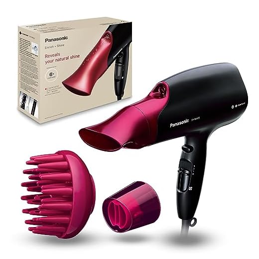 Panasonic EH-NA65-K825 Secador Profesional para Hidratación y Brillo, Tecnología Nanoe Avanzada, 2000 W Potente, 3 Velocidades y 4 Temperaturas, Botón de Aire Frio, Con Difusor, Negro y Rosa