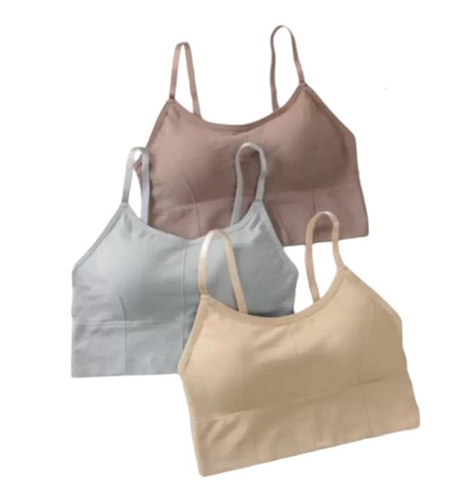 texello Women's Cotton Wire-Free Full Coverage Lightly Padded Sports Bra - Comfortable & Supportive Everyday Wear - Pack of 3 (Size- L, Brown, Grey, Beige)-picture-50