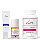 Elon Essentials Kit for Nail Health – Nail Care Kit w/Elon Nail Conditioner, Cuticle Oil & Matrix Plus 3000 Biotin Supplement – Repair, Strengthening & Moisturizing