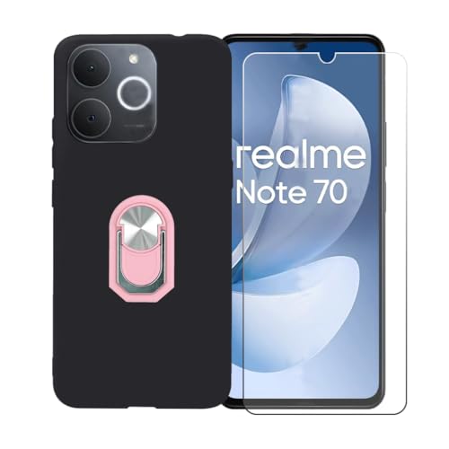 FZSZS �ɓK��Realme Note 70T (6.74") �g�уP�[�X+�X�N���[���v���e�N�^�����K���X�A�\�t�g�Q��TPU�V���R���ی�J�o�[�A�s���N�X�e���g360�����O�X�e���g�t�����F�g�уP�[�X