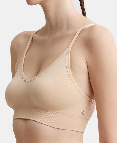 Image of Jockey FE53 Women's Wired Padded Super Combed Cotton Elastane Strech Medium Coverage Plunge Neck Pushup Bra with Multiway Styling