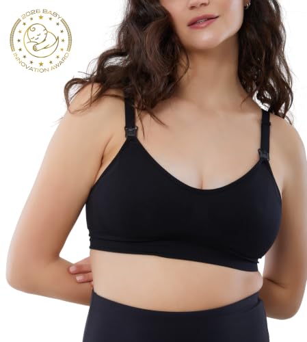 Image of Ingrid & Isabel Nursing & Pumping Bra, Hands-Free Comfort Bra | Award-winning seamless nursing & pumping bra with hands-free pumping, one-handed nursing, wire-free comfort.