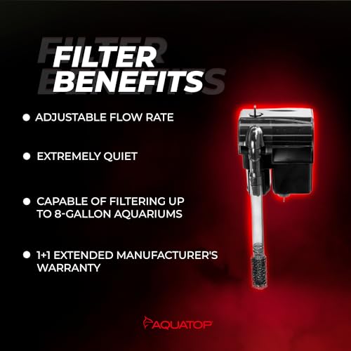 Image of Aquatop Forza 45 GPH Power Filter for Aquariums - for 5-15 Gal Freshwater & Saltwater - Advanced Filtration Design for Crystal Clear Water - PFE-1