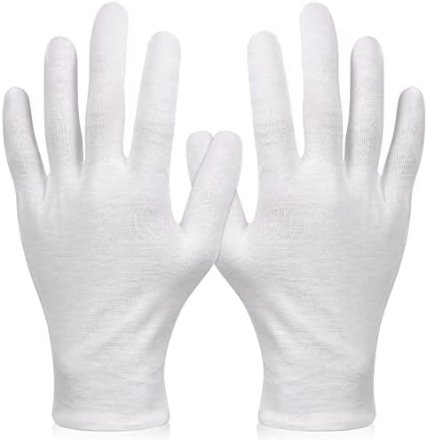 Paxcoo 6 Pairs XL White Cotton Gloves for Dry Hand Moisturizing Cosmetic Eczema Hand Spa and Coin Jewelry Inspection