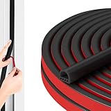 Weather Stripping Door Seal, 20Ft Self Adhesive D-Shaped Weather Stripping, Black Seal Strip for Door Frame & Window (3/8' W x 1/4' T)