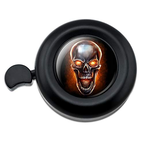 GRAPHICS & MORE Chrome Metal Flaming Skull Bicycle Handlebar Bike Bell