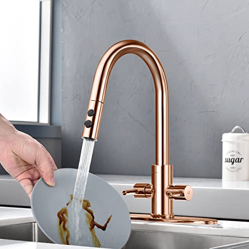 Kitchen Faucet, Kitchen Sink Faucet, 2 Handles Sink Faucet, Faucet, Kitchen Faucet Pull Down, Faucet With Sprayer, Bar Faucet, Stainless Steel, Copper Rose Gold, Paking Pb1048 #TOP2