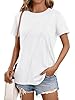 AirMood Womens Summer Casual Basic T-Shirt Tops Loose Fit Crewneck Short Sleeve Tee Tshirts (White,S) #1
