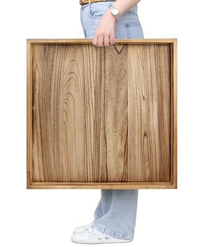 Gurfuy Square Ottoman Table Tray 24" - Rustic Wooden Serving