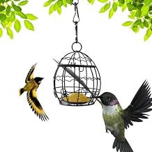 Bird Feeder, Suet Ball Feeders for Outside Hanging, Metal Hanging Bird Feeder with Hooks, Fat Ball Bird Feeder Suet Feeder for Wild Birds Outdoor Garden Black,1 pcs