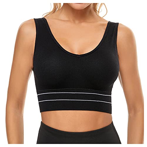 Sonojie Damen Yoga Sport BH Bustier mit Gepolstert Atmungsaktiv Ohne Bügel Sports Bra Funktionsunterwäsche Starker Rücken Sport Bra Yoga BH Sportknopf Yoga Fitness-Sportunterwäsche-BH Cover