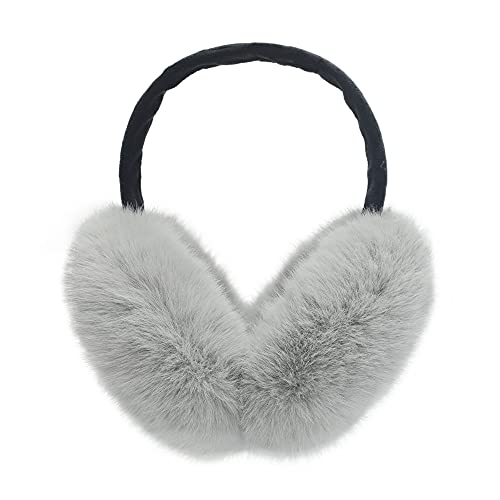 ZLYC Winter Ohrenschützer Ohrenwärmer Outdoor Faux Fur Earmuffs für Damen Kinder(Grau grün),Einheitsgröße