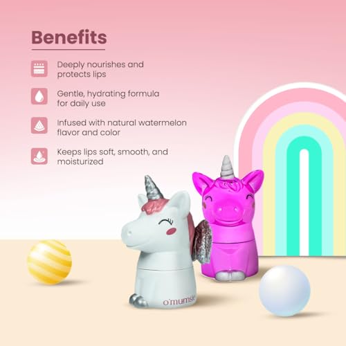 Image of O'mumsie Unicorn Lip Balm | Gentle Lip Care with Shea Butter & Coconut Oil | Perfect for Kids & Adults | Available in Celestial Wings & Twilight Pink | 5 grams