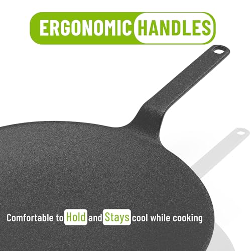 Image of Esspy 23cm /9inch Pre-Seasoned Cast Iron Roti Tawa, Iron Tawa for Chapati /Phulka, Even Heat Distributor, Retains Heat to Enhance Flavor, Toxin Free Cast Iron Cookware