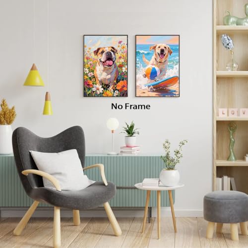 Image of Frimeeme Dog on The Beach Canvas Wall Art, 8x10, Set of 6