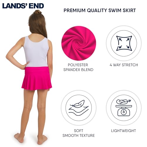 Image of Lands' End Girls' Swim UPF 50+ Stretch Waist Attached Bikini Bottom Swim Skirt